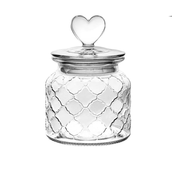 Clear Glass Jar with Lid and Heart-Shaped Knob, 6.2", Valentine's Day Decorations,1PC