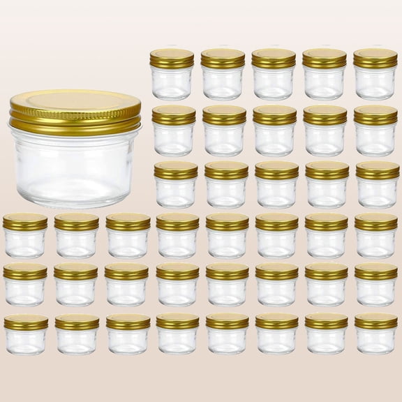 Clear Glass Jars With Lids, Spice Jar For Herb, Jelly, Jams, Wide Mouth Mason Jars For Kitchen Storage