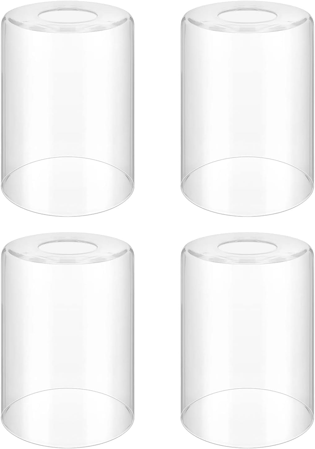 Clear Glass Lamp Shade Cylindrical Light Cover with Fitter Opening Replacement for Chandelier Bathroom Vanity Light Pendant, 4 Pcs