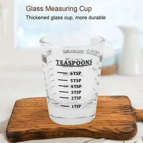 Clear Glass Measuring Cup, Durable, 30ml, With OZ, ML, TSP TBSP Markings, Kitchen Essential
