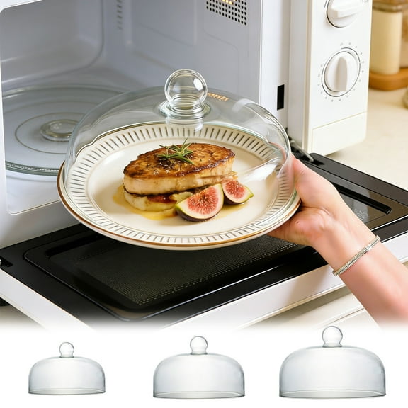 Clear Glass Microwave Splatter Cover, Food Grade Microwave Food Cover, Transparent Heat Resistant Glass Lid for Preventing Food Splatter, Essential Kitchen Cooking Accessory, Clear, 10.24*4.5in