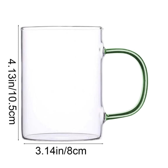 Clear Glass Mug with Handle, High Borosilicate Heat Resistant Glass Mug Coffee Beverage Cups