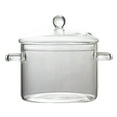 Clear Glass Noodles Bowl with Lid High Temperature Glass Porridge Pot