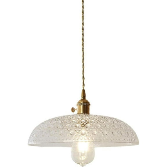 Clear Glass Pendant Light Fixture for Kitchen Island, Japanese Style Farmhouse Pendant Lighting, Retro Dome Rustic Pendant Lamp, Vintage Simple Pendant Light for Dining Room Over Table