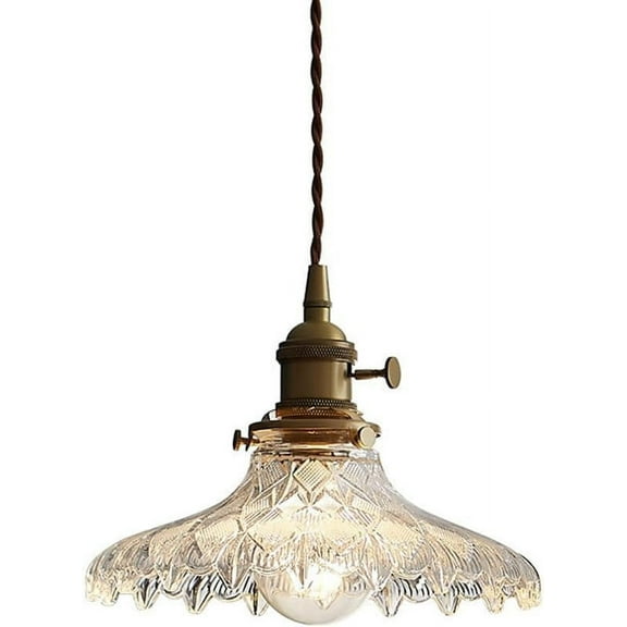 Clear Glass Pendant Light with Switch, Nordic Style Transparent Glass Pendant Lamp, Simple Decorative Pendant Lighting for Kitchen Island, Rustic Pendant Light Fixture for Dining Room Sink Over Table