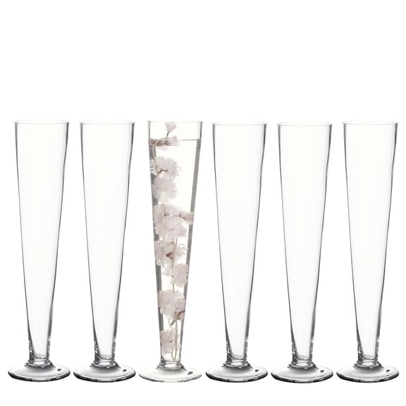 Clear Glass Pilsner Trumpet Vase Height-24", Opening D-4.5" Wedding Centerpiece 6 pcs