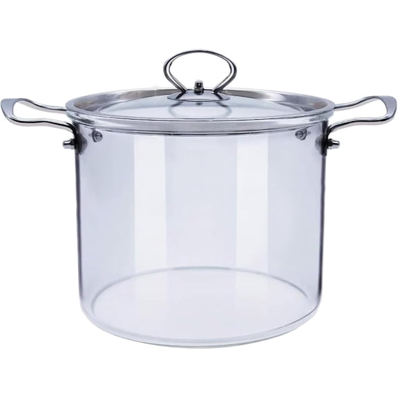 Clear Glass Pot for Cooking, Large Glass Saucepan with Cover High Borosilicate Stovetop Cooking Pot with Lid and Steel Handle, Glass Simmer Pot for Pasta Noodle Soup Milk Food,2.5L