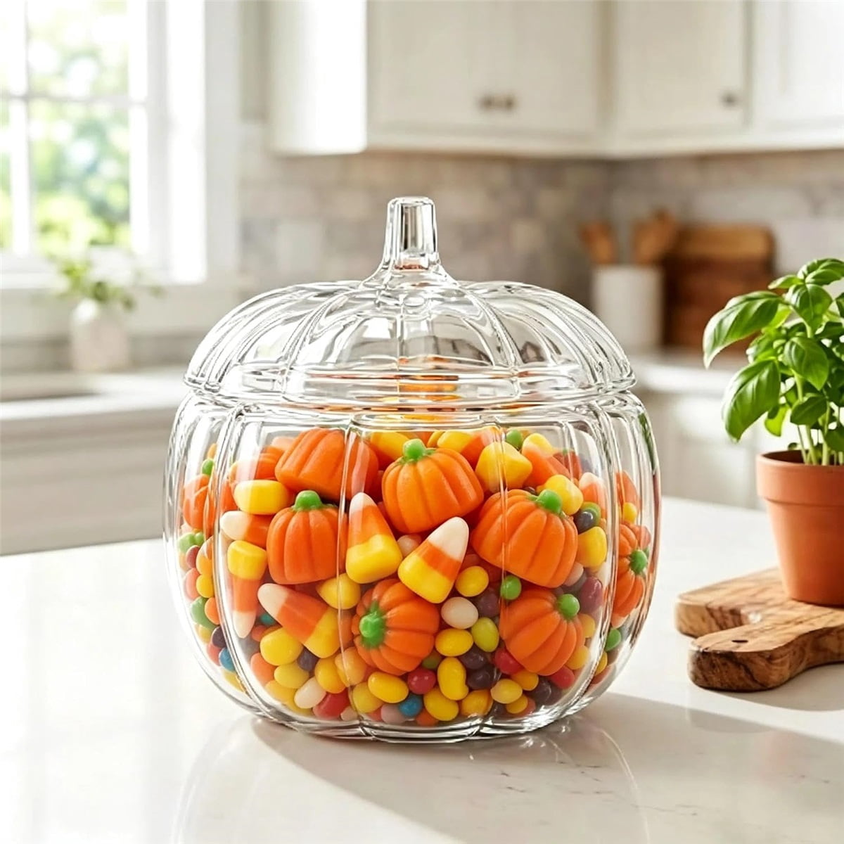 Clear Glass Pumpkin Cookie Jars, Candy Jar, Candy Dish with Lid ...