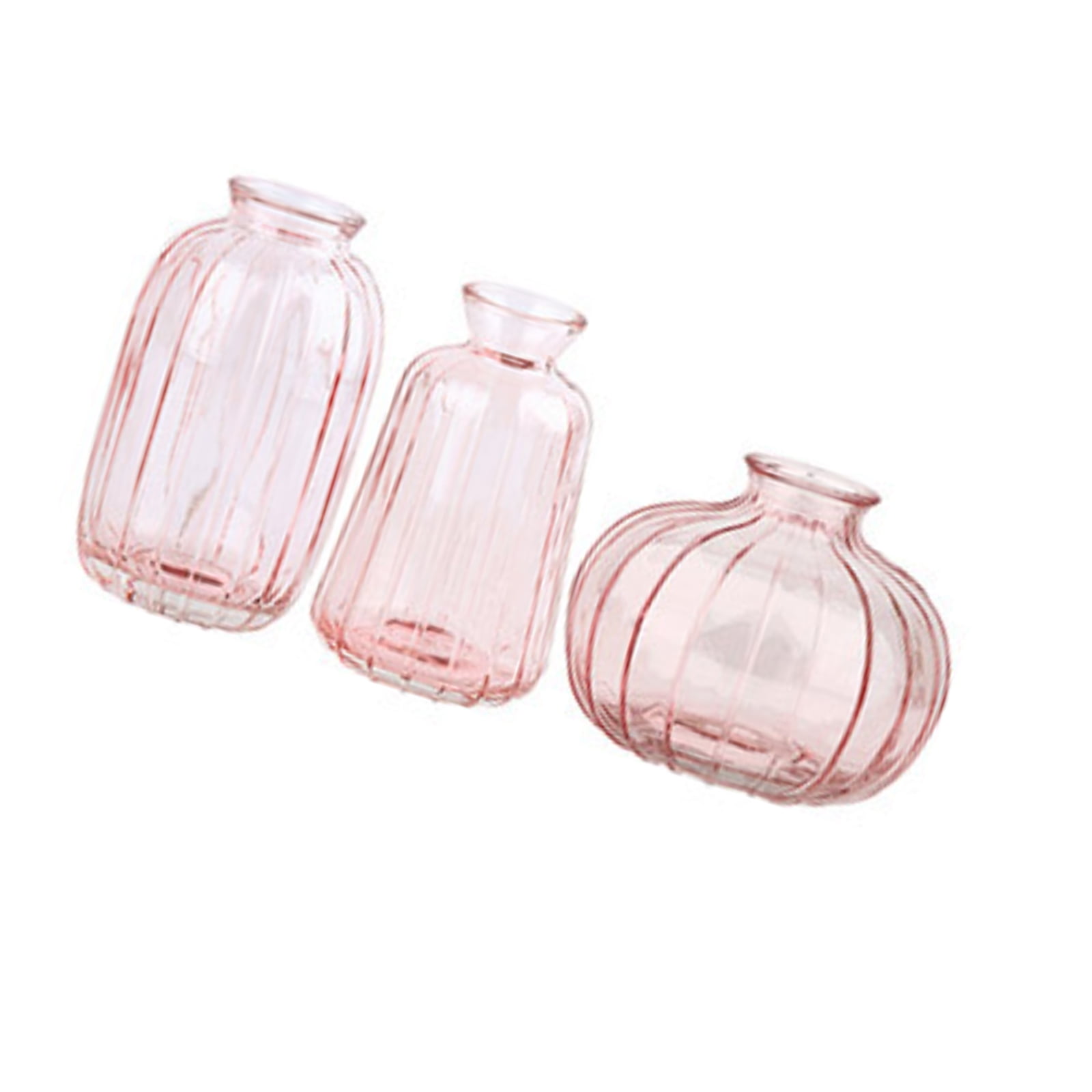 Clear Glass Ribbed Buds Vases Pack of 3 Multipurpose Decorating Set For ...