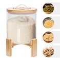 thumbnail image 1 of Clear Glass Rice Dispenser with Stand Storage Container Cereal Storage Dry Food Dispenser, 1 of 13
