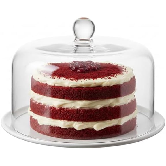 Clear Glass Round Cake Cover with Handle, 9.5 x 7 Inches, Dome Style, Countertop Display for Bakeries, Diners, Buffets$$Home Decor, Kitchen, & Other