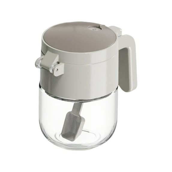 Clear Glass Salt Dispenser with Ergonomic Spoon Seasoning Container Efficient Cooking Accessory Kitchen Gadget
