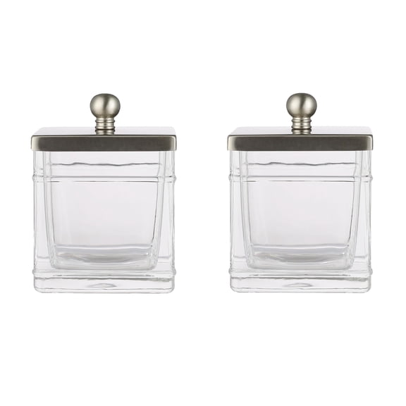 Clear Glass Satin Nickel 2Pack Makeup Organizer Jar Holder
