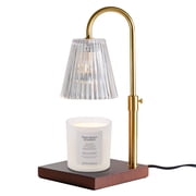 Merkury Innovationss Frosted Glass Candle Warmer Lamp, Adjustable Height, Dark Wood Base