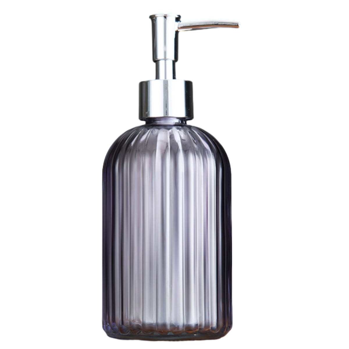 Clear Glass Soap Dispenser With Rust-Proof Stainless Steel Pump Refillable Bathroom - grey