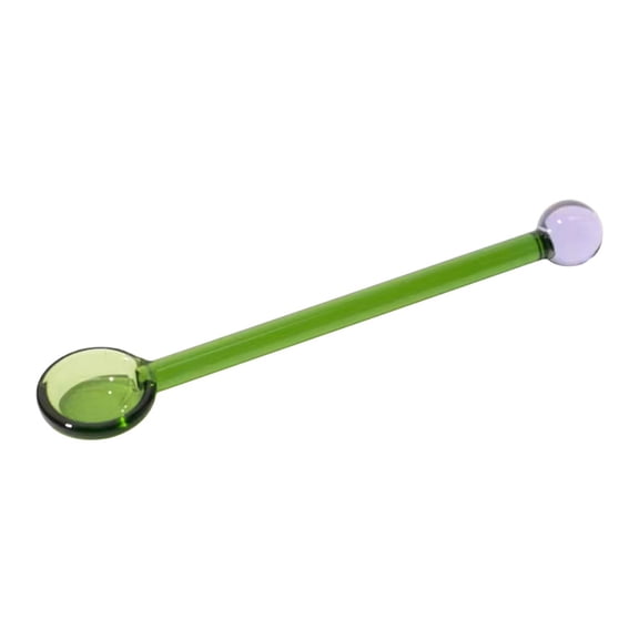 Clear Glass Stirring Spoons Transparent Crystal Teaspoons Milk Cocktail Cold Drinks Mixing Spoon Swizzle Stick Stirrers Salt Sugar Spice Appetizers Ice Cream Scoop for Bar Banquet Party, Green