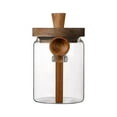 thumbnail image 1 of Clear Glass Storage Canister with Wooden Spoon, Airtight Lid Sealed Small Glass Container Jar with Scoop for Bath Salt Holder, Sugar, Spice, Coffee, Matcha Tea, Condiment, Pepper, 1 of 6