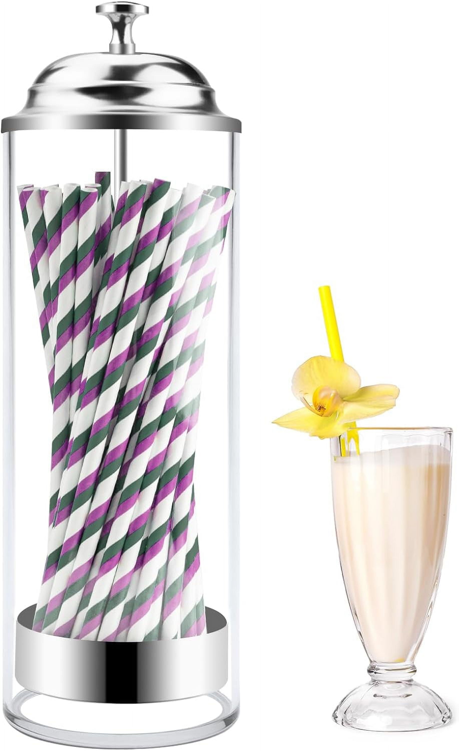 Clear Glass Straw Holder for Standard Size Drinking Straws Convenient