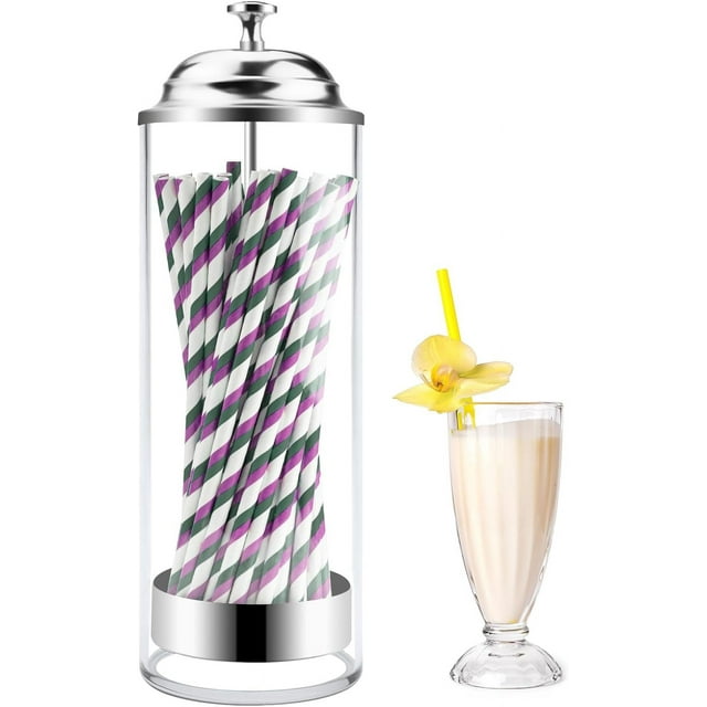 Clear Glass Straw Holder for Standard Size Drinking Straws Convenient