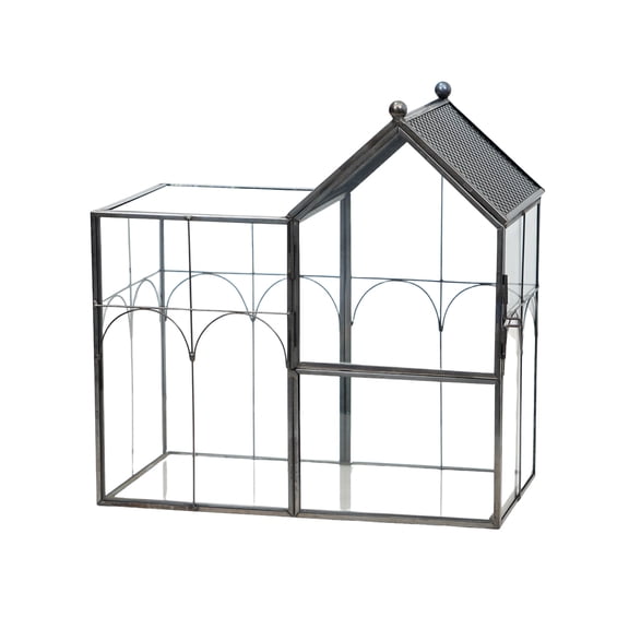 Clear Glass Terrarium Display Case with Opening Panel, Geometric House for Plant Arrangements, Moss Gardens and Shelf Decor for Home Display