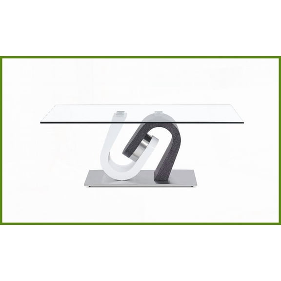 Clear Glass Top Coffee Table with Two-Tone Pedestal Base – Stylish & Easy-Clean Living Room Centerpiece