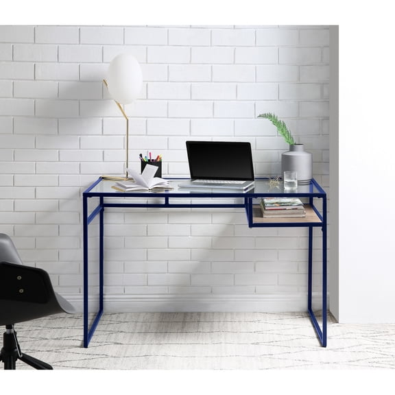Clear Glass Top - Smooth Writing Surface - Office Desk Use - Metal Frame Design