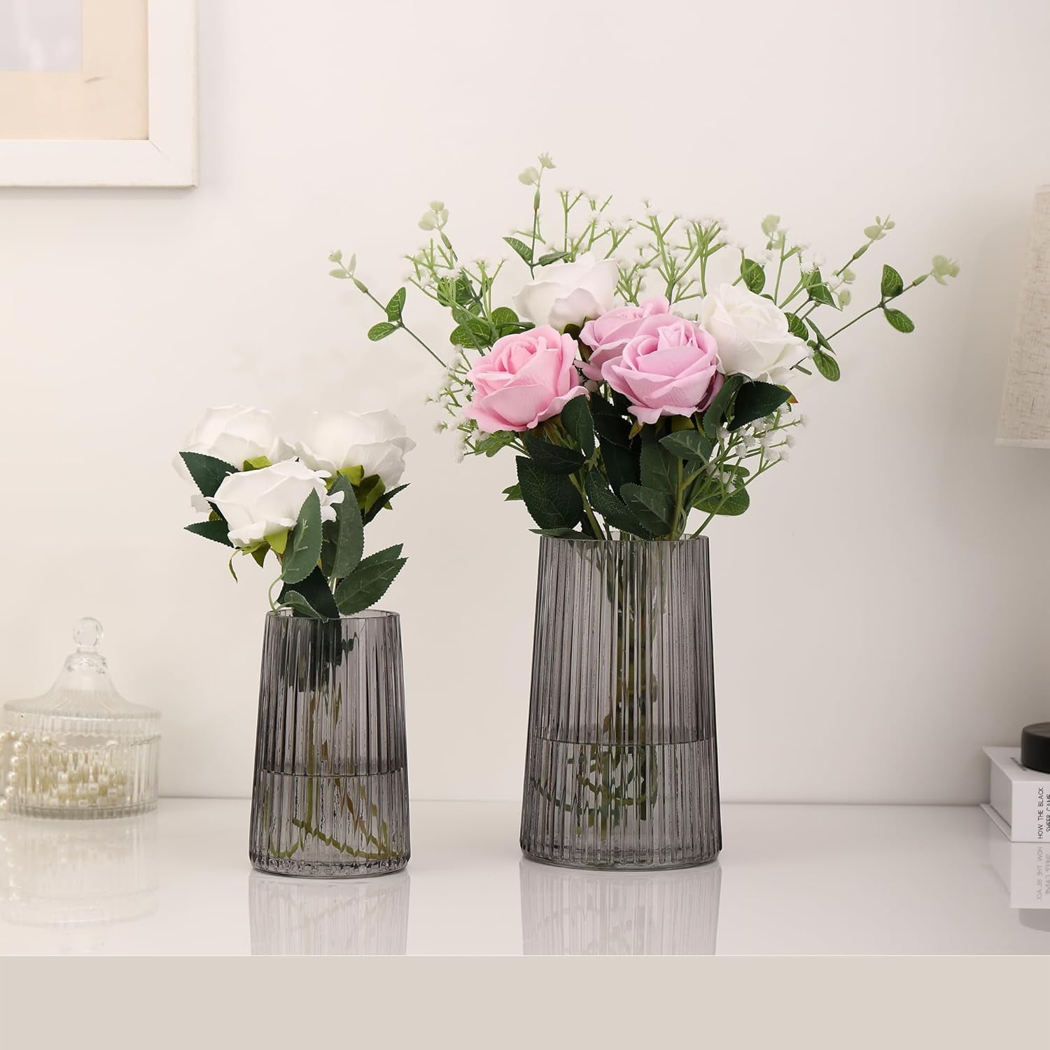 Clear Glass Vase for Flower, Flower Vase for Bouquet, Modern Glass ...