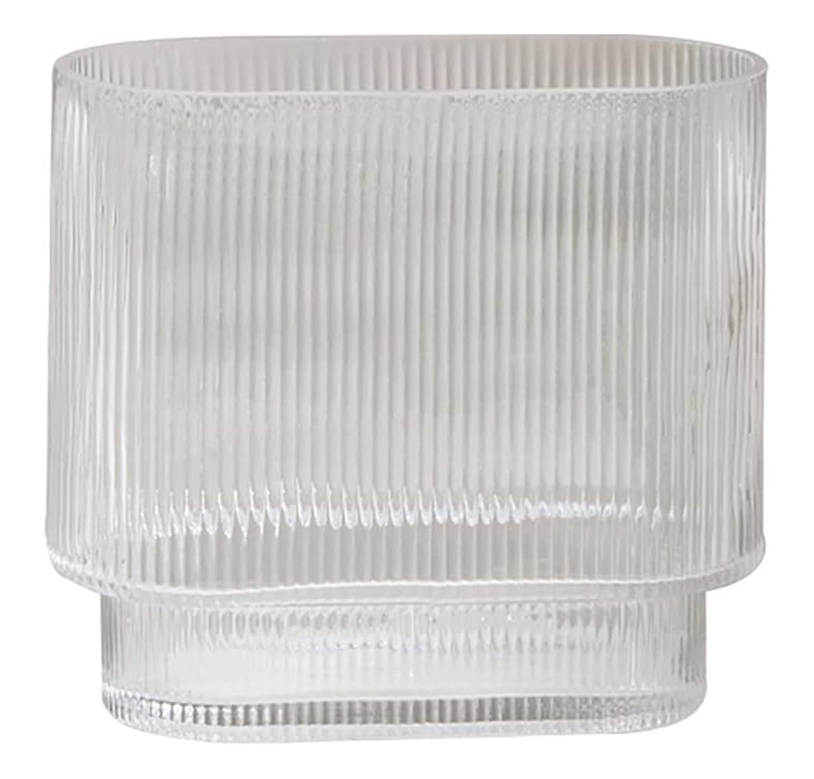Clear Glass Vase Ribbed Glass Vases for Decorative U Shaped Fluted — free download