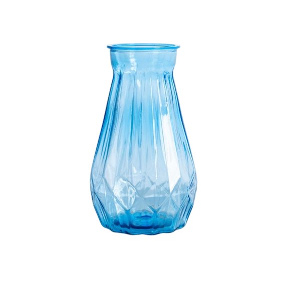 Clear Glass Vase for Flower, Geometric Faceted Design Flower Vase for Office Bedroom Living Dinner or Home Decor 5.7"