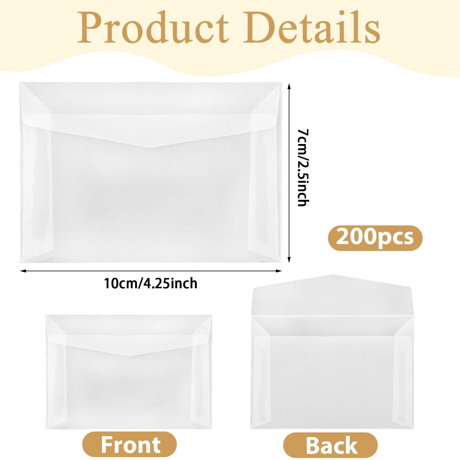 Clear Glassine Paper Envelopes 3.9 x 2.8 Inch 200 Pack Self-Sealing ...