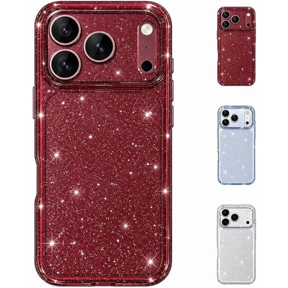 Clear Glitter Burgundy Bling Transparent Cases,Cute Luxury Sparkly Shiny Clear Soft Shockproof Phone Case Lensprotective Cute Sparkle for Women Girls Girlfriend