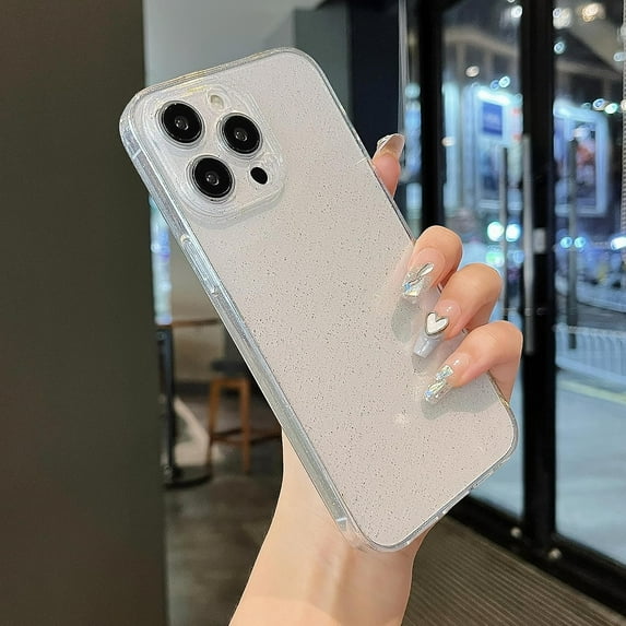 Clear Glitter Case for iPhone 14 Pro Max 6.7 inch,Cute Sparkly Shiny Bling Case for Women Girls,Sparkle Transparent Soft Slim TPU Shockproof Protective Bumper Cover-Glitter Clear