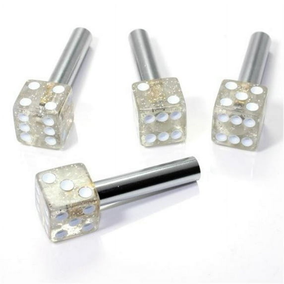 Clear Glitter Dice Interior Door Lock Knobs - Set Of 4
