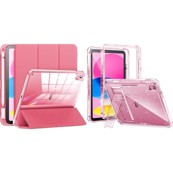 Clear Glitter Dual-Layer Case with Kickstand for iPad 10th Generation