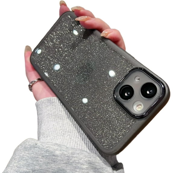 Clear Glitter Gradient Phone Case, Ultra-Thin Model, Multi-Colour Available, Anti-Friction Suitable for iPhone 15 14 13 12 11 Pro Max Mini XS XR X 7 8 6 SE Phone Case (Black,iPhone 7)