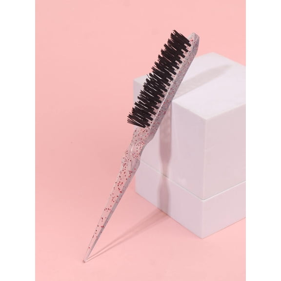 Clear Glitter Multicolor Rat Tail Hair Comb With Black Bristles, 1 Piece