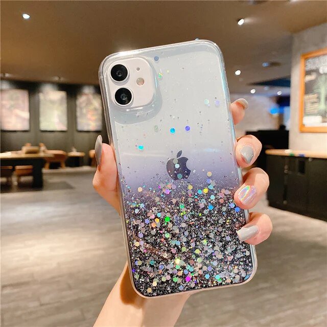 Clear Glitter Phone Case For iPhone 14 15 13 12 Pro 11 Pro Max XS Max