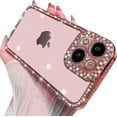 thumbnail image 1 of Clear Glitter for iPhone 15 Plus Case, Luxury Bling Sparkly Diamond Rhinestones Cute Case for Women Girls, Soft Silicone Plating Bumper Transparent Slim Cover for iPhone 15 Plus 6.7" (Pink), 1 of 4