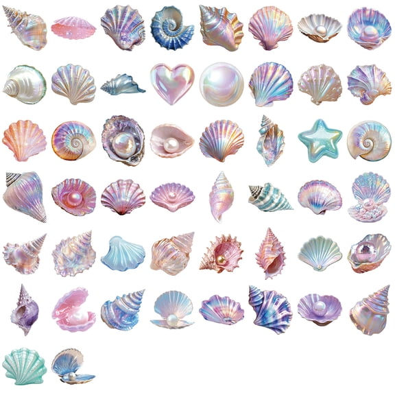Clear Glittering Seashells Decals Scratch Resistant Waterproof Stickers For Electronics Skateboard Luggage Projects 50x