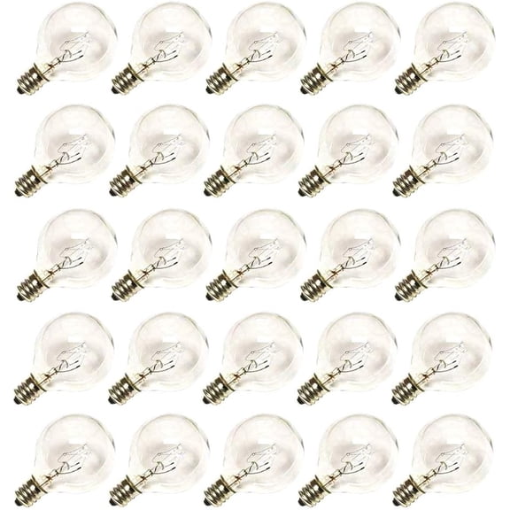Clear Globe G40 Bulbs Replacement Screw Base Light Bulbs 1.5-Inch, 5 Watt - Fits E12 and C7 Sockets, 25