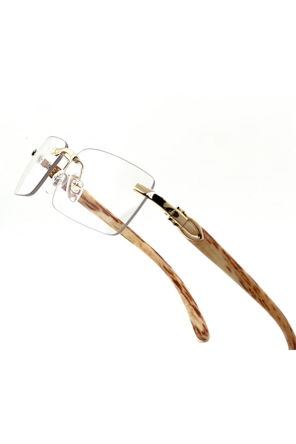 Clear Gold Light Wood Buffs Sunglasses