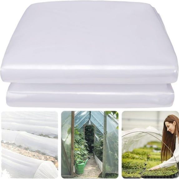 Clear Greenhouse Plastic Sheeting UV Resistant, 10ft x 20ft Transparent Tarp Cover for Garden Farm Plant Protector White Size:M