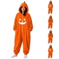 thumbnail image 1 of Clear Halloween Pumpkin Onesie Adult Polyester Pumpkin Print Hooded Oversized Onesie Pajamas Soft Cozy Funny Party One Piece Jumpsuit 2026 2XL, 1 of 7