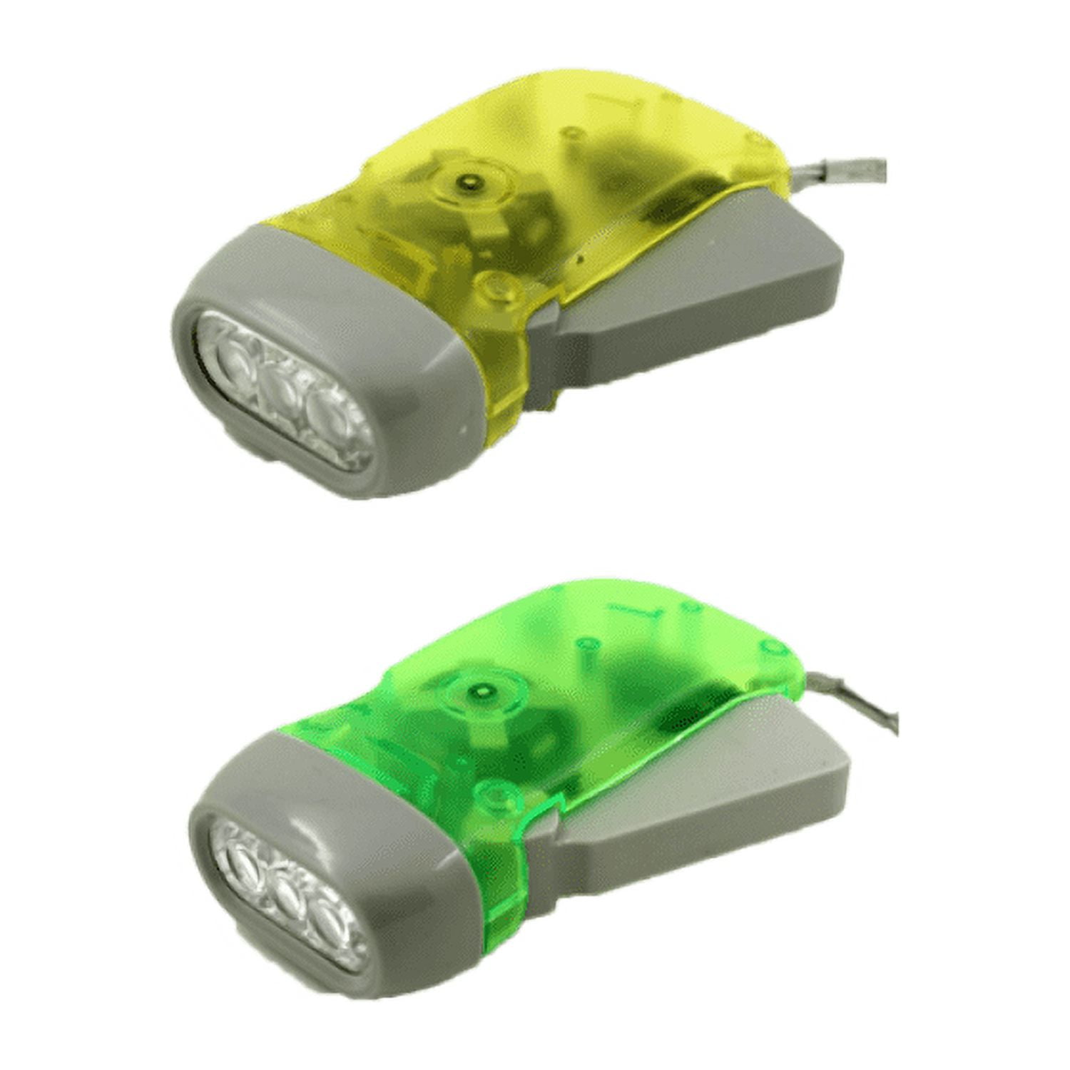 Clear Hand Crank Flashlight, 2 Pack Squeeze Clockwork Torches for Kids and Adults, No Batteries