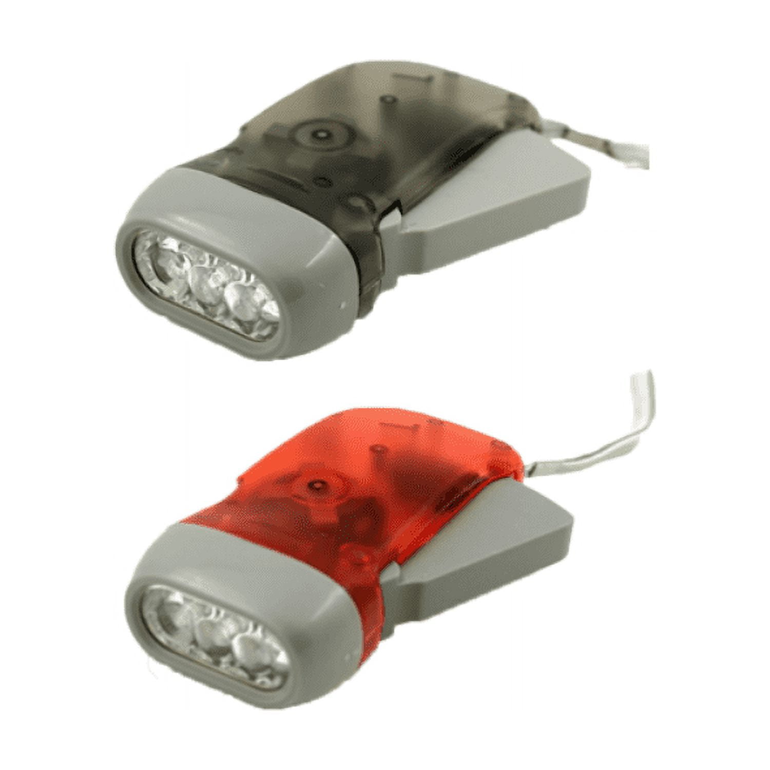 Clear Hand Crank Flashlight, 2 Pack Squeeze Clockwork Torches for Kids and Adults, No Batteries