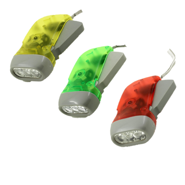 Clear Hand Crank Flashlight, 3 Pack Squeeze Clockwork Torches for Kids and Adults, No Batteries