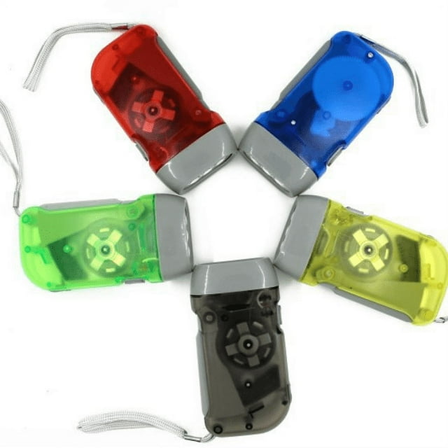 Clear Hand Crank Flashlight, 5 Pack Squeeze Clockwork Torches for Kids