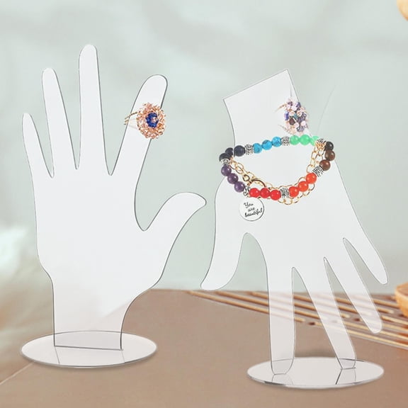 Clear Hand Jewelry Display Holder Acrylic Simple for Bracelet 2 Pieces