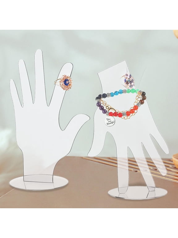 Clear Hand Jewelry Display Holder Acrylic Simple for Bracelet 2 Pieces