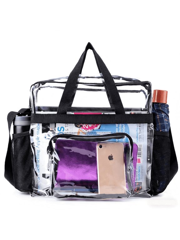 Clear Handbag Large, Waterproof Shopping Tote Heavy Duty Transparent Tote Bag, Stadium Approved Versatile Handbag for Work Travel Festival